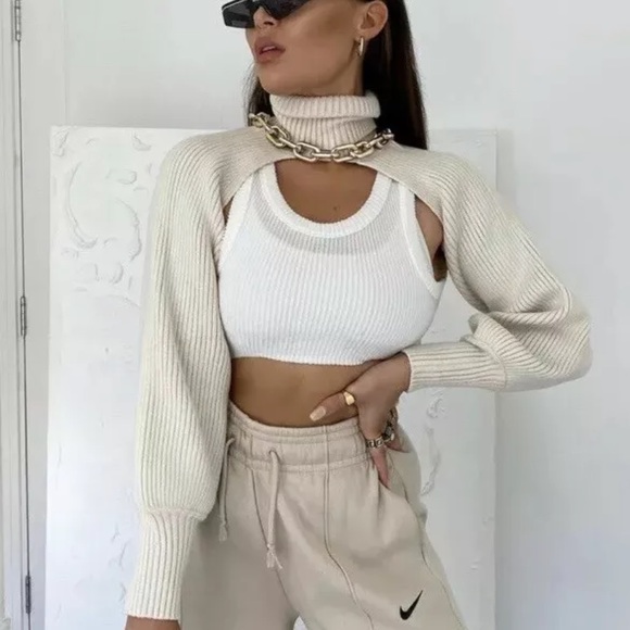 Zara | Sweaters | Zara Ecru Knit Arm 